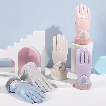 Зимние варежки Теплые перчатки для езды на мотоцикле блестящие женские перчатки для катания на лыжах розовый