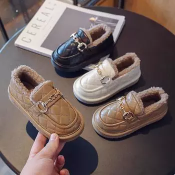 Зимние весенние британские детские кожаные туфли для девочек, детские мягкие туфли Мэри Джейн из металла, модные повседневные однотонные туфли-лоферы для малышей 26