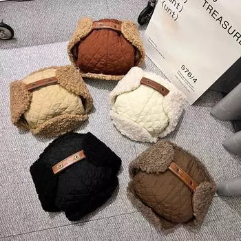 Зимние ветрозащитные очки для езды на велосипеде Лэй Фэн поет о детском тепле, флисовых наушниках и ретро-шапках пилотов M56-58cm чёрный