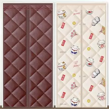 Зимние ветрозащитные теплые хлопковые занавески для дверей, утолщенные, для домашнего кондиционирования, теплоизоляция, защита от ветра, магнитные, противохолодные, разделительные занавески 100*150cm серый ясень