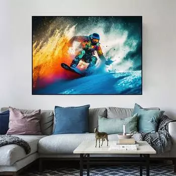 Зимние виды спорта, сноуборд, катание на лыжах, плакаты и принты, картина на холсте, современные настенные художественные фотографии для катания на лыжах, Декор для гостиной, лыжного клуба, без рамки 21*30cm