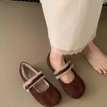 Зимние винтажные флисовые женские туфли на плоской подошве повседневные женские удобные мягкие теплые хлопковые туфли 35 кофейный