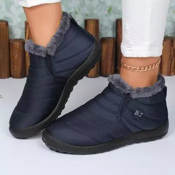 Зимние водонепроницаемые ботинки для женщин 2024 года, новые плюшевые зимние ботинки, женские ботильоны, теплые черные хлопковые туфли для пар на платформе 36 чёрный