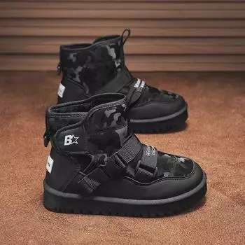 Зимние водонепроницаемые детские зимние ботинки 2023 года — унисекс, пуховый хлопок, толстые и теплые 38 чёрный