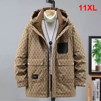 Зимние водонепроницаемые парки мужские толстые куртки пальто 10XL 11XL больших размеров модные повседневные парки карго мужские зимние пальто большой размер 11XL 2XL синий