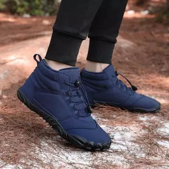 Зимние водонепроницаемые толстые хлопковые пятипалые сапоги для снега: Теплая, удобная, высокая обувь для пар. 6809, 47 чёрный