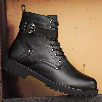 Зимние военные ботинки, женская обувь, непромокаемые зимние ботинки из натуральной кожи, мужские плюшевые ботильоны высокого качества для мужчин 36 чёрный