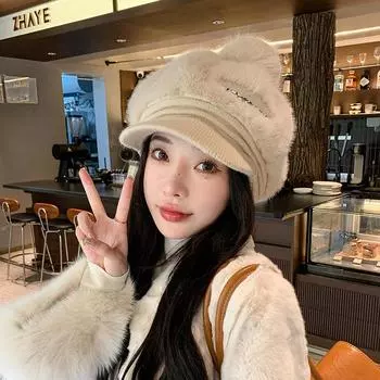 Зимние вязаные крючком береты шапки для женщин и девочек мешковатые мягкие теплые шапки на флисовой подкладке с цветком One Size белый