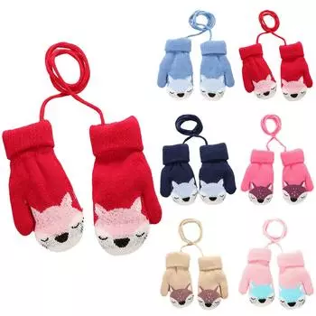 Зимние вязаные перчатки для маленьких мальчиков и девочек, детские утолщенные теплые перчатки с героями мультфильмов