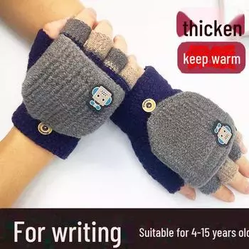 Зимние вязаные перчатки-роботы для мальчиков с откидным верхом (Возраст 4-12 лет) cute rabbit розовый