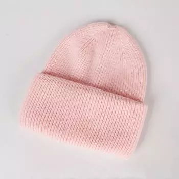 Зимние вязаные шапки для женщин, модные однотонные теплые шапки, толстые шапки 1 pc белый