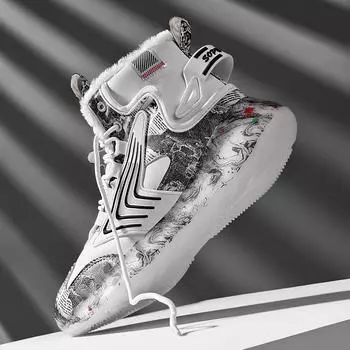 Зимние высокие бархатные теплые хлопковые ботинки большого размера, зимние ботинки, модная спортивная и обувь для отдыха, папины туфли 39-45 39 белый