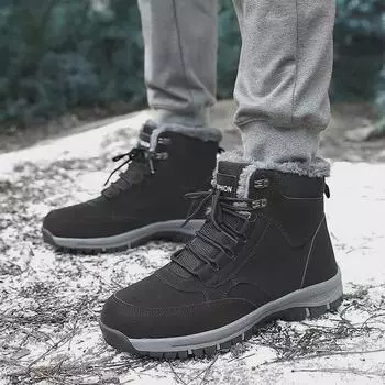 «Зимние высокие ботинки для снегоходов Cross-Border»: Утолщенный бархат Plus для мужчин, женщин и пожилых людей. 40 чёрный
