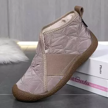 Зимние высокие хлопковые ботинки женские бархатные утолщенные туфли для мамы мягкая подошва нескользящие удобные на одной педали 36