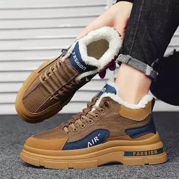 Зимние высокие хлопковые туфли мужские повседневные кроссовки уличные плюшевые теплые туфли 39 хаки