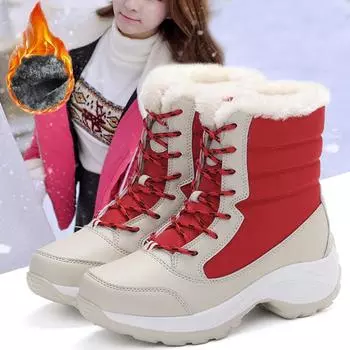 Зимние высокие хлопковые туфли плюс бархатная теплая женская обувь, женские зимние ботинки на трубке, размеры 35–42 35 чёрный