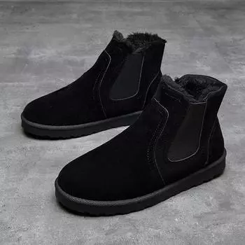 Зимние высокие мужские зимние ботинки из плотного бархата для сохранения тепла зимой мужские рабочие ботинки Martin из хлопка 7