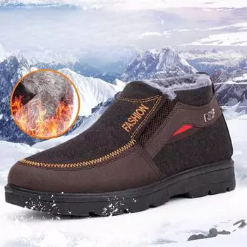 Зимние высокие утепленные туфли на хлопковой подкладке Утолщенные повседневные хлопковые ботинки на флисовой подкладке 39 чёрный