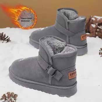 Зимние высококачественные толстые зимние ботинки с меховой подкладкой 2024 года для мужчин и женщин 44 серый