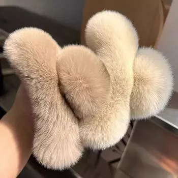 Зимние заколки-краб из меха кролика Рекс, элегантные шпильки, плюшевые заколки для волос, заколки-крабы, головные уборы для женщин и девочек, аксессуары для волос A3