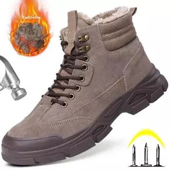 Зимние защитные ботинки, мужская рабочая обувь со стальным носком, рабочие ботинки, мужская проколостойкая защитная обувь, мужские неразрушимые ботинки для сварщиков 36