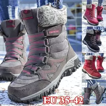 Зимние женские бархатные теплые зимние сапоги, женская хлопковая обувь с высоким берцем и толстой подошвой 42 серый