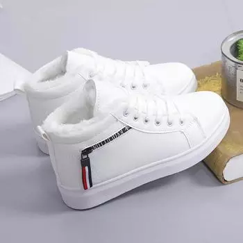 Зимние женские ботильоны 2024 года, новые теплые плюшевые зимние женские кроссовки, повседневные женские ботинки на платформе со шнуровкой, женские короткие зимние ботинки 35 чёрный