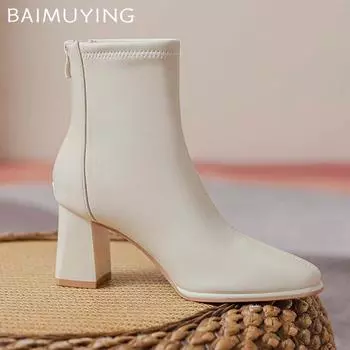 Зимние женские ботильоны из кожи на высоком каблуке, модная сексуальная обувь, трендовые новые брендовые дизайнерские туфли-лодочки, готические классические туфли Botas De Mujer 35