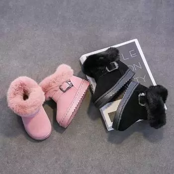 Зимние женские ботильоны, женские туфли с круглым носком, модные женские ботинки, теплые короткие плюшевые туфли 21