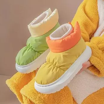 Зимние женские ботинки 2025 года, водонепроницаемая платформа, хлопковая обувь, зимние ботинки, плюшевые, теплые, для дома, новые, удобные, нескользящие, ботильоны 36-37 зелёный
