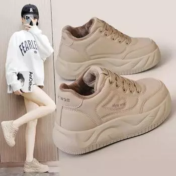 Зимние женские ботинки Bread, мягкие, теплые, повседневные, короткие, на платформе, удобные, с круглым носком, спортивная обувь, для прогулок на свежем воздухе, зимние ботинки 35 чёрный