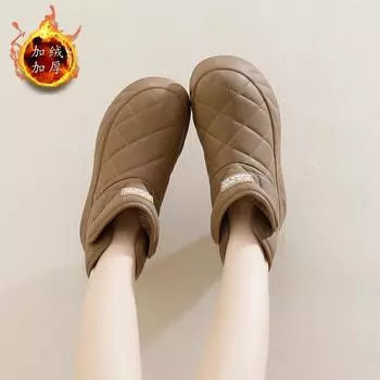 Зимние женские ботинки для снега 2024 года, новые утолщенные бархатные ботинки для снега, повседневные теплые универсальные ботинки для снега на толстой подошве XW232 35 грязно-белый