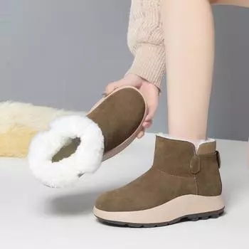 Зимние женские ботинки для снега из натуральной кожи, женские ботильоны, австралийская шерсть, теплые, нескользящие, женские ботинки 35