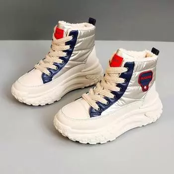 Зимние женские ботинки для снега, зонтичная ткань, водонепроницаемые высокие хлопковые ботинки, удобная платформа, теплые ботинки, устойчивые к холоду 35 синий