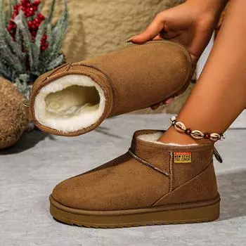 Зимние женские ботинки для зимы и осени на толстой подошве из бархата, утепленные хлопковые ботинки, короткие ботинки Northeast Outer 36 бежевый