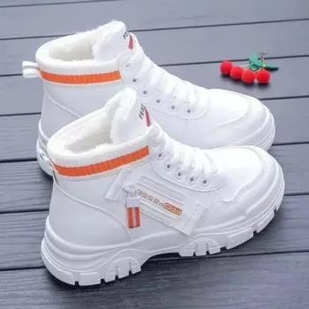 Зимние женские ботинки из бархата и хлопка, женские ботильоны, туфли на платформе из искусственной кожи, высокие женские кроссовки со шнуровкой, Tenis De Mujer 35