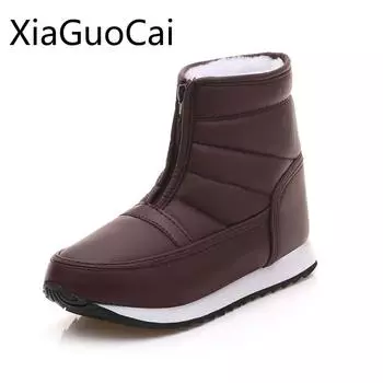 Зимние женские ботинки из хлопка высокого качества, теплые женские зимние ботинки, нескользящие, водонепроницаемые, теплые, короткие, женские ботильоны 5 чёрный