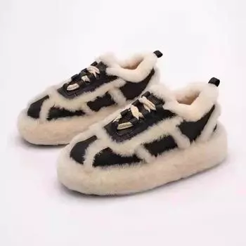 Зимние женские ботинки на меху на осень и зиму Туфли Mueller на толстой подошве на шнуровке для отдыха на открытом воздухе Удобная теплая хлопковая обувь 35 верблюд