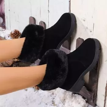 Зимние женские ботинки, новые, сохраняющие тепло, зимние ботинки, женские, с манжетами на меху, удобные ботильоны, обувь на платформе из хлопка для женщин, Botas De Mujer 36 серый