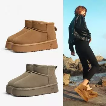 Зимние женские ботинки с меховой отделкой, теплые короткие ботинки, толстая подошва из коровьей кожи с флисом, женские хлопковые ботинки, женские хлопковые ботинки 34