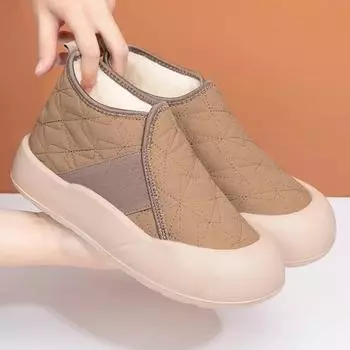 Зимние женские ботинки, теплые, плюшевые, новые, на платформе, зимние ботинки, нескользящие, водонепроницаемые, удобные, легкие, повседневные, теплые, из хлопка 35 хаки