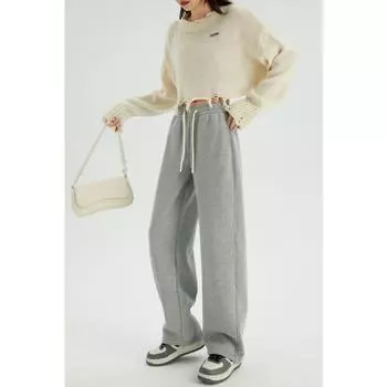 Зимние женские брюки из искусственного кашемира, прямые брюки, утепленные ветрозащитные теплые спортивные брюки, женские свободные флисовые повседневные брюки M белый