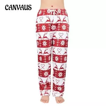 Зимние женские брюки с рождественским принтом, повседневные домашние брюки, большие размеры, одежда для дома, брюки 1XL