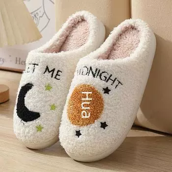 «Зимние женские домашние тапочки из хлопка 2023 года — дизайн с уютными лунными часами» 38-39