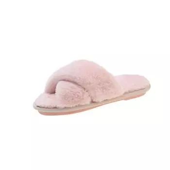 Зимние женские домашние тапочки из искусственного меха, модная теплая обувь, женские слипоны на плоской подошве, женские шлепанцы, черные, розовые, уютные домашние меховые тапочки 36 розовый