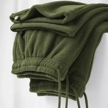 Зимние женские флисовые шаровары женские унисекс свободные широкие спортивные штаны с высокой талией на шнурке удобные прямые мешковатые спортивные штаны S зелёный