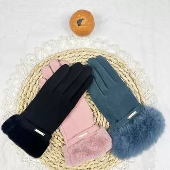 Зимние женские флисовые ветрозащитные теплые перчатки для верховой езды на открытом воздухе женские металлические стандартные перчатки для сенсорных экранов с волосяным ртом розовый