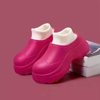 Зимние женские хлопковые сапоги на толстой подошве, водонепроницаемые, нескользящие, для улицы, дождевые туфли, удобные, стильные, теплые, ботильоны, утолщенные пухом 36-37 чёрный