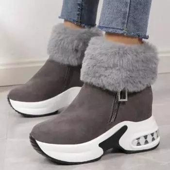 Зимние женские хлопковые сапоги Plus Snow Boots, новые модные теплые туфли на платформе с застежкой-молнией для женщин, кроссовки, женские ботильоны для активного отдыха 35 бежевый