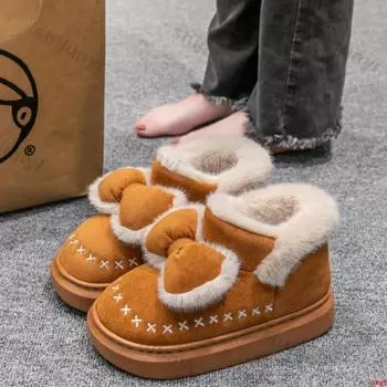 Зимние женские хлопковые тапочки, супер теплые, модные, удобные, для дома, хлопковые туфли, нескользящие, на платформе, плюшевые, морозостойкие, ботильоны 36-37